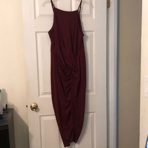 City Chic midi dark red dress